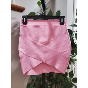 Meilun Women Pink Rayon Pull on Pencil & Straight Mini Stretch Skirt Size Large